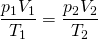 Rendered by QuickLaTeX.com \dfrac {p_{1}V_{1}}{T_{1}}=\dfrac {p_{2}V_{2}}{T_{2}}